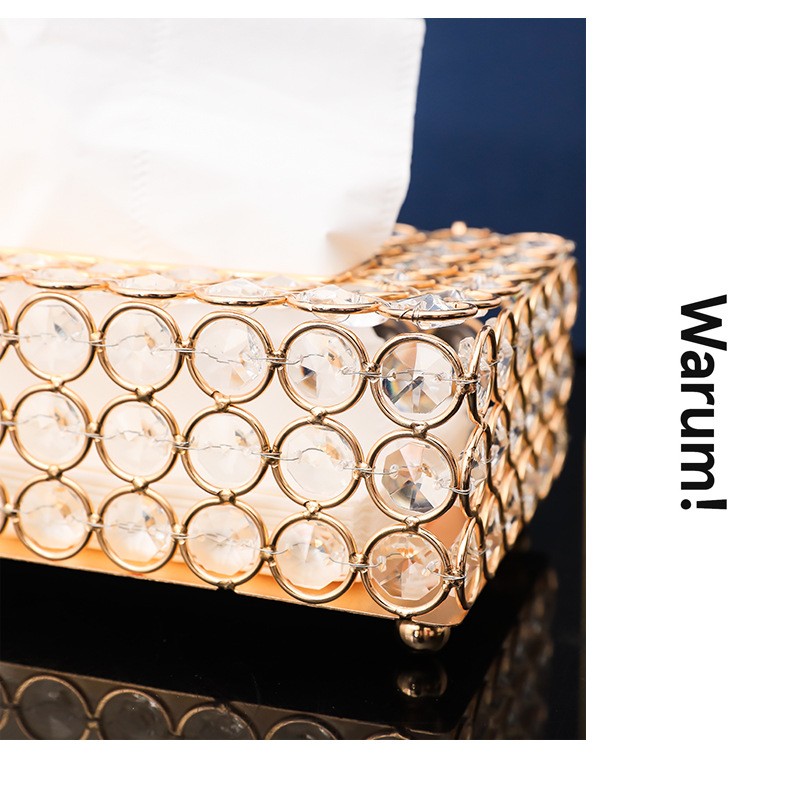 Nordic Light Luxury Crystal Tissue Box Creative Dining Table European Living Room Home Luxury Paper Extraction Box Storage Decorations