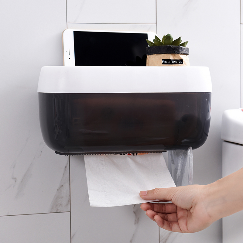 Toilet Tissue Box Punch-Free Roll Holder Hand Carton Multifunctional Storage Rack One Piece Dropshipping