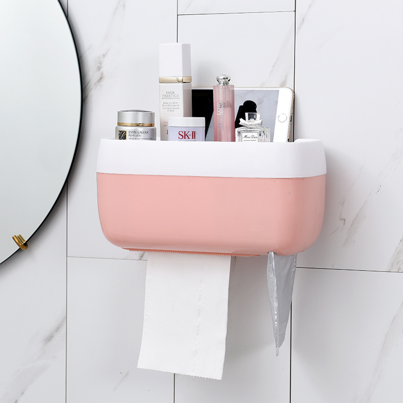Toilet Tissue Box Punch-Free Roll Holder Hand Carton Multifunctional Storage Rack One Piece Dropshipping