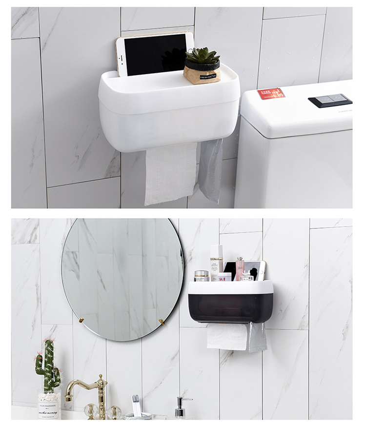 Toilet Tissue Box Punch-Free Roll Holder Hand Carton Multifunctional Storage Rack One Piece Dropshipping