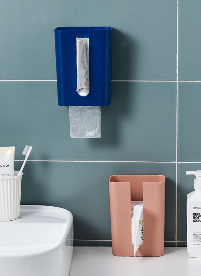 Multifunctional Tissue Household Solid Color Wall-Mounted Seamless Free Punch Tissue Box Bathroom Living Room Plastic Tissue Box Multifunctional Tissue Household Solid Color Wall-Mounted Seamless Free Punch Tissue Box Bathroom Living Room Plastic Tissue Box