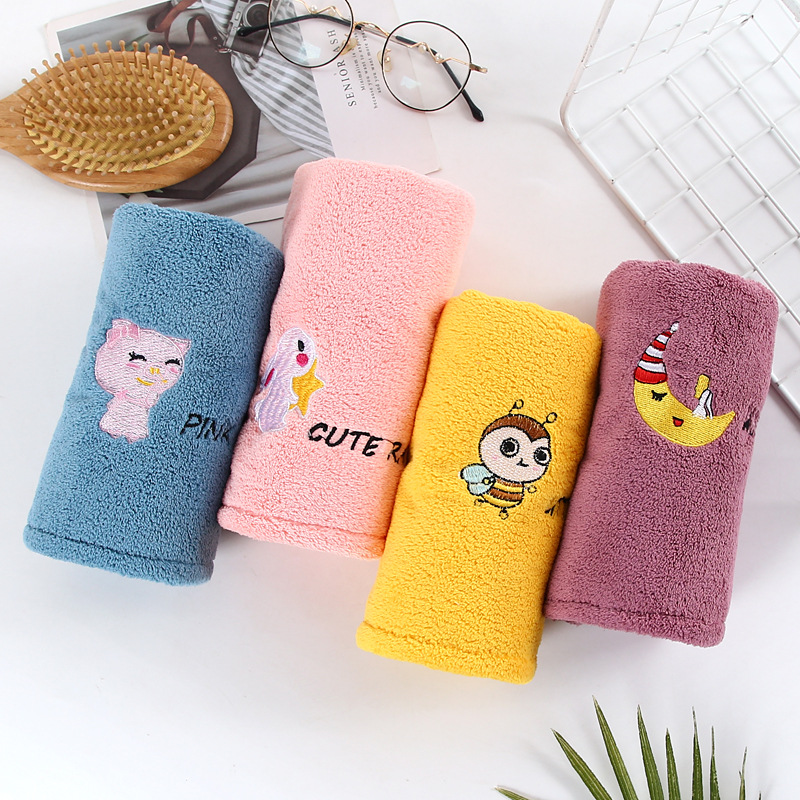 New Coral Velvet Cartoon Embroidery Hair-Drying Cap Gift Women&#039;s Long Hair Soft Absorbent Lady Internet Celebrity Baotou Shower Cap