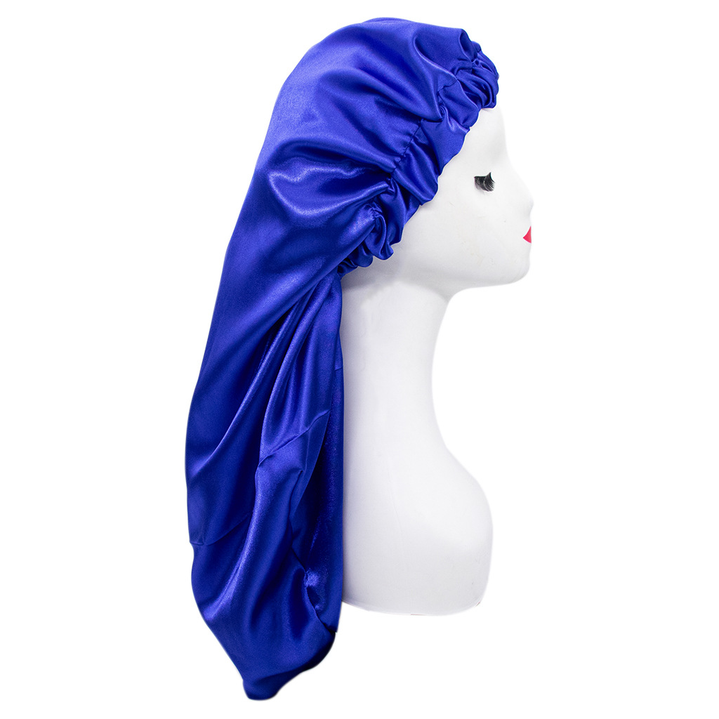 Amazon New Elastic Satin Nightcap Women&#039;s Home Long Tail Shower Cap Shower Cap Beauty Hair Hat