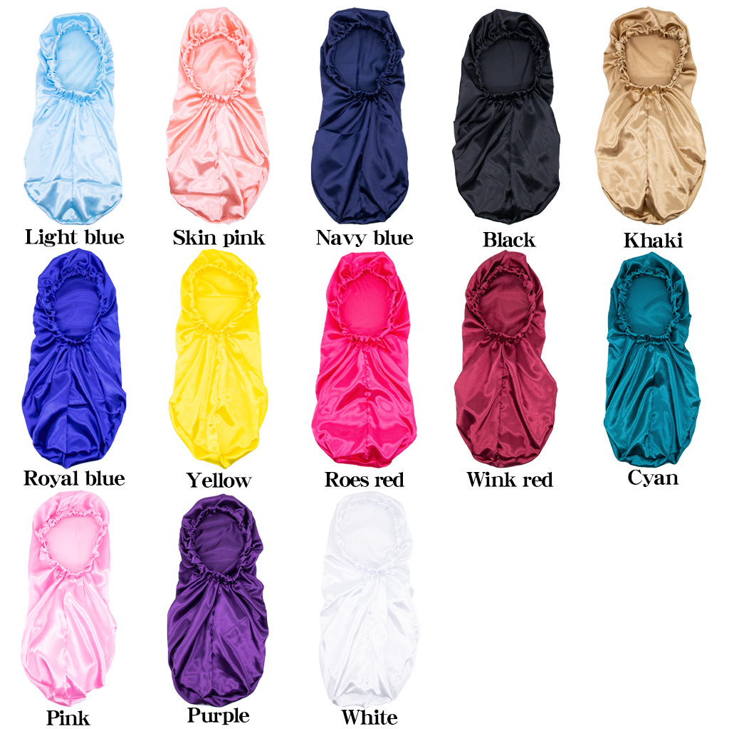 Amazon New Elastic Satin Nightcap Women&#039;s Home Long Tail Shower Cap Shower Cap Beauty Hair Hat