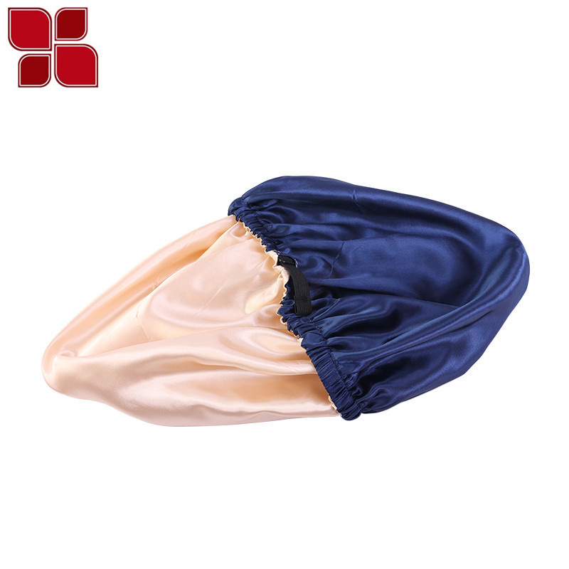 Satin Nightcap Invisible Flat Adjustable Buckle Artificial Silk Double Layer round Cap Shower Cap Beauty Hair Hat