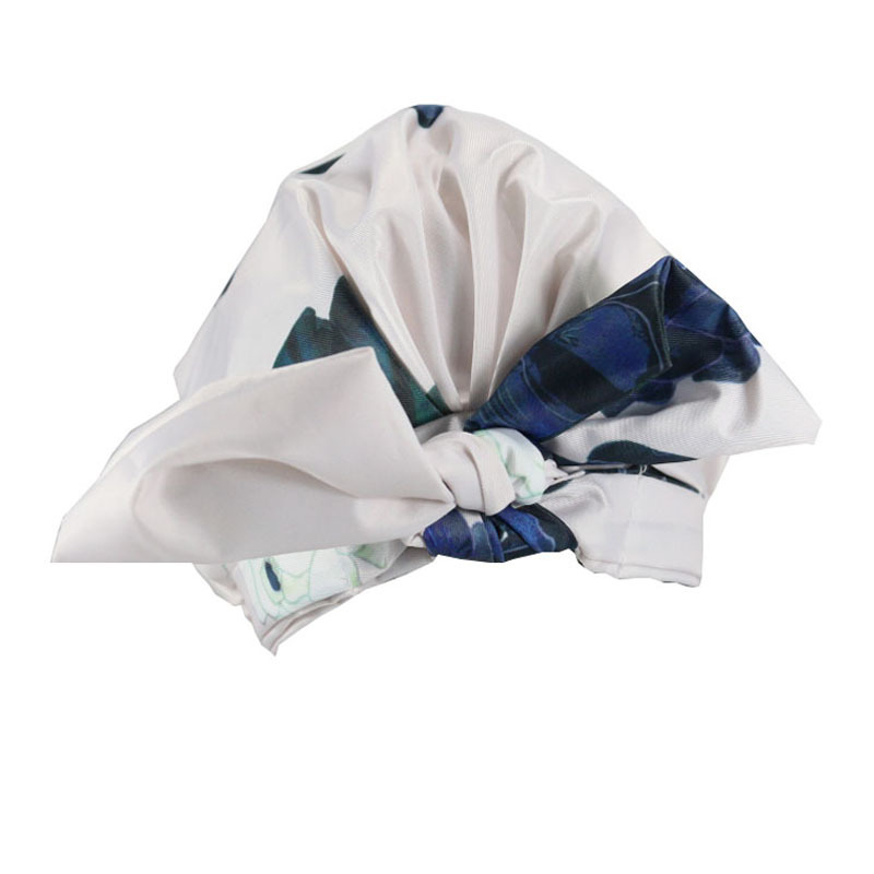 Shower Cap Waterproof Amazon Elastic Bow Black and White Stripes Shower Cap Female Yiwu Manufacturers Customizable Pattern