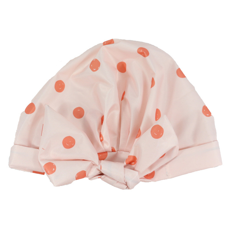 Shower Cap Waterproof Amazon Elastic Bow Black and White Stripes Shower Cap Female Yiwu Manufacturers Customizable Pattern