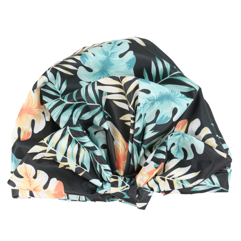 Shower Cap Waterproof Amazon Elastic Bow Black and White Stripes Shower Cap Female Yiwu Manufacturers Customizable Pattern