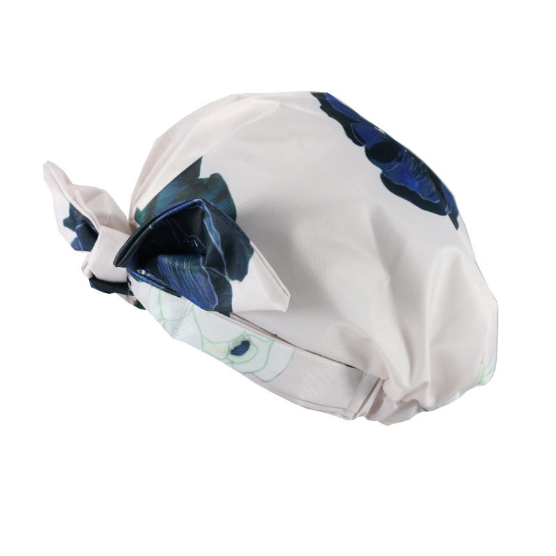 Shower Cap Waterproof Amazon Elastic Bow Black and White Stripes Shower Cap Female Yiwu Manufacturers Customizable Pattern
