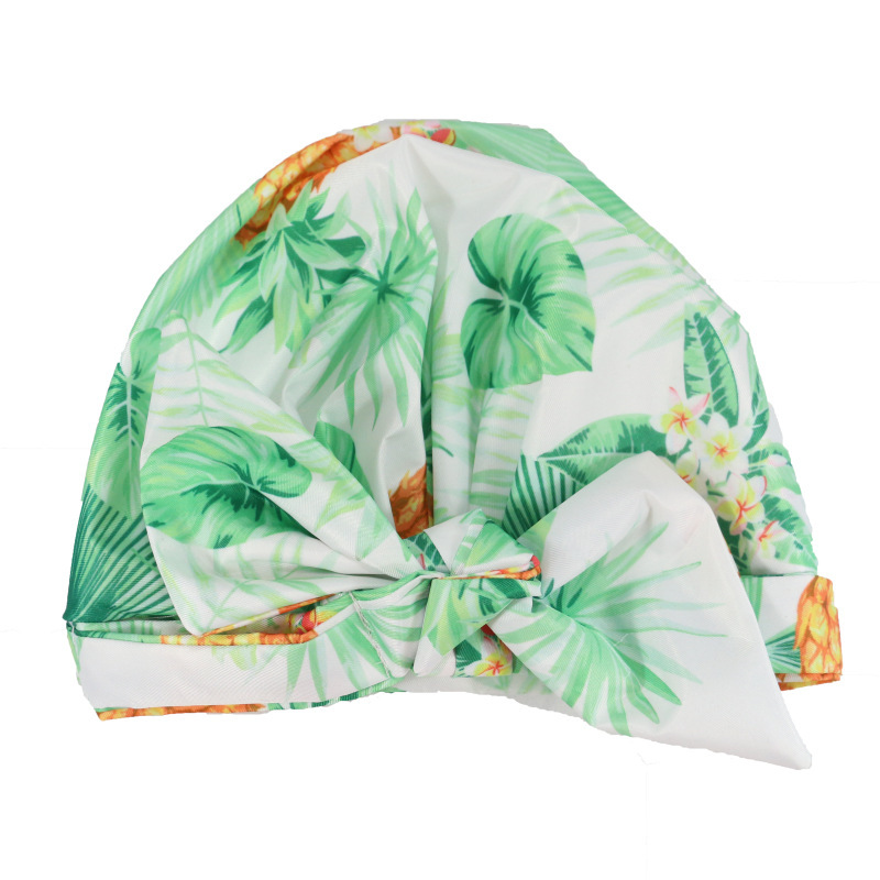 Shower Cap Waterproof Amazon Elastic Bow Black and White Stripes Shower Cap Female Yiwu Manufacturers Customizable Pattern