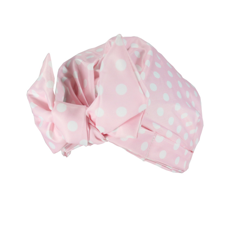 Shower Cap Waterproof Amazon Elastic Bow Black and White Stripes Shower Cap Female Yiwu Manufacturers Customizable Pattern