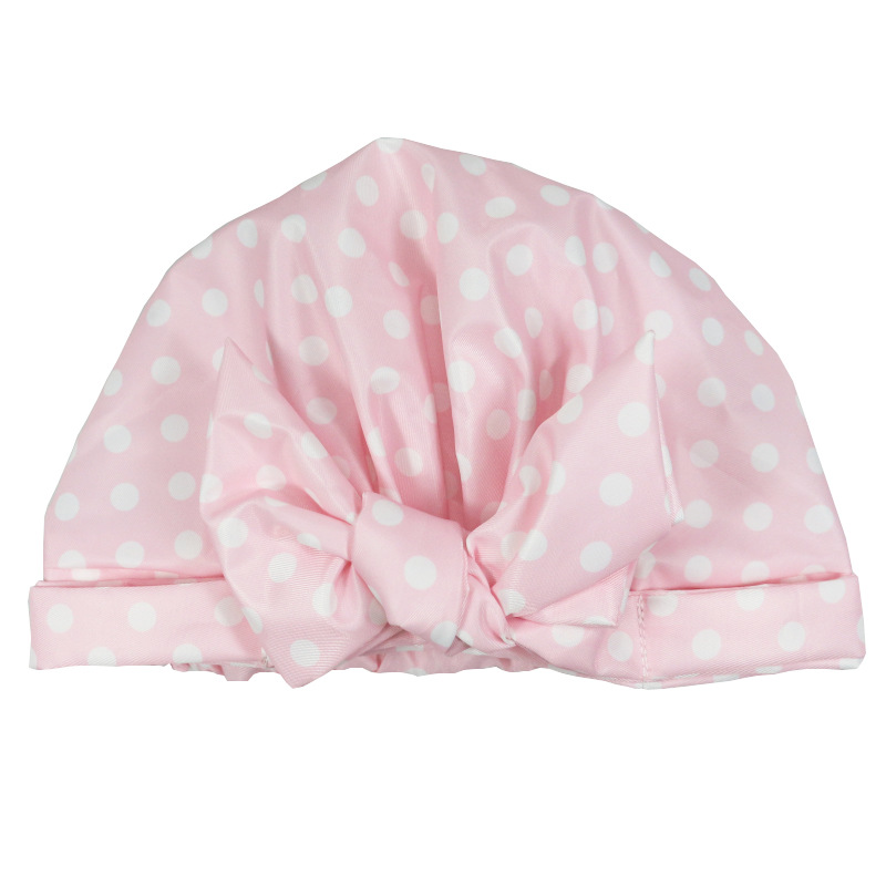 Shower Cap Waterproof Amazon Elastic Bow Black and White Stripes Shower Cap Female Yiwu Manufacturers Customizable Pattern
