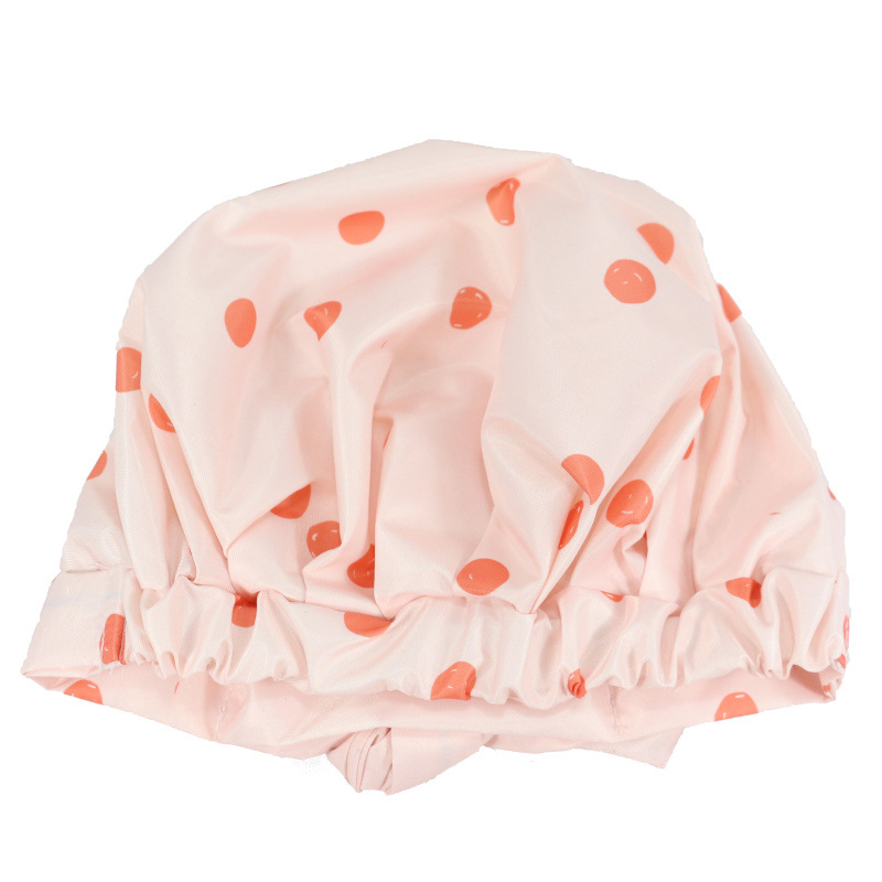 Shower Cap Waterproof Amazon Elastic Bow Black and White Stripes Shower Cap Female Yiwu Manufacturers Customizable Pattern