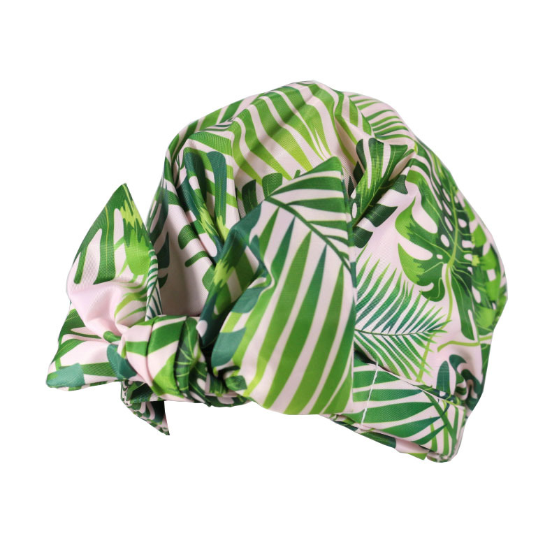 Shower Cap Waterproof Amazon Elastic Bow Black and White Stripes Shower Cap Female Yiwu Manufacturers Customizable Pattern
