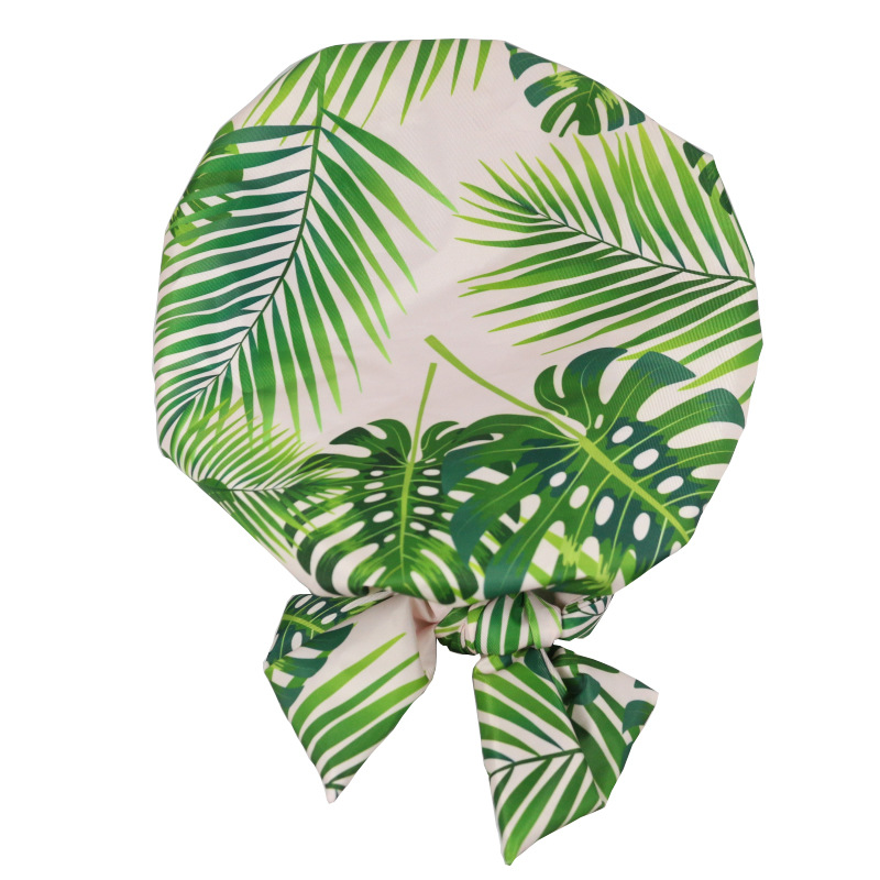 Shower Cap Waterproof Amazon Elastic Bow Black and White Stripes Shower Cap Female Yiwu Manufacturers Customizable Pattern