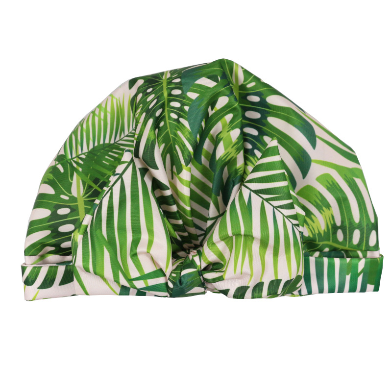 Shower Cap Waterproof Amazon Elastic Bow Black and White Stripes Shower Cap Female Yiwu Manufacturers Customizable Pattern