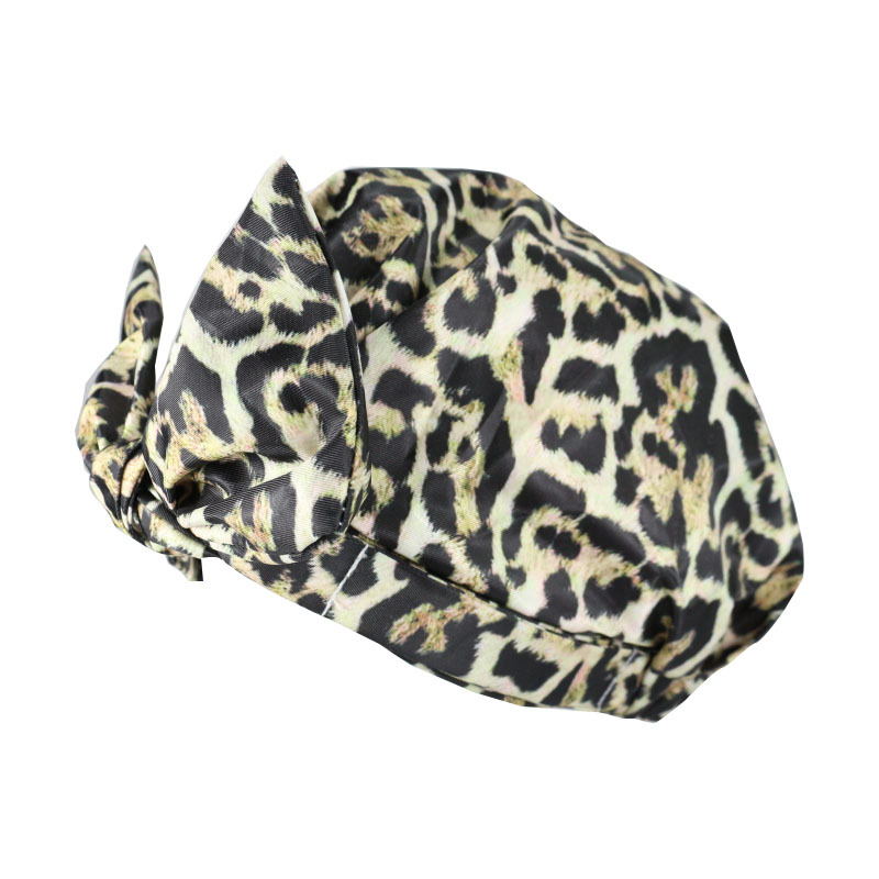 Shower Cap Waterproof Amazon Elastic Bow Black and White Stripes Shower Cap Female Yiwu Manufacturers Customizable Pattern
