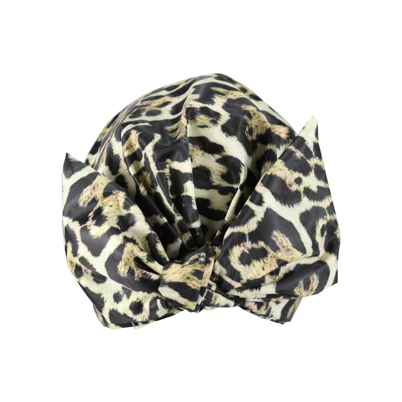 Shower Cap Waterproof Amazon Elastic Bow Black and White Stripes Shower Cap Female Yiwu Manufacturers Customizable Pattern