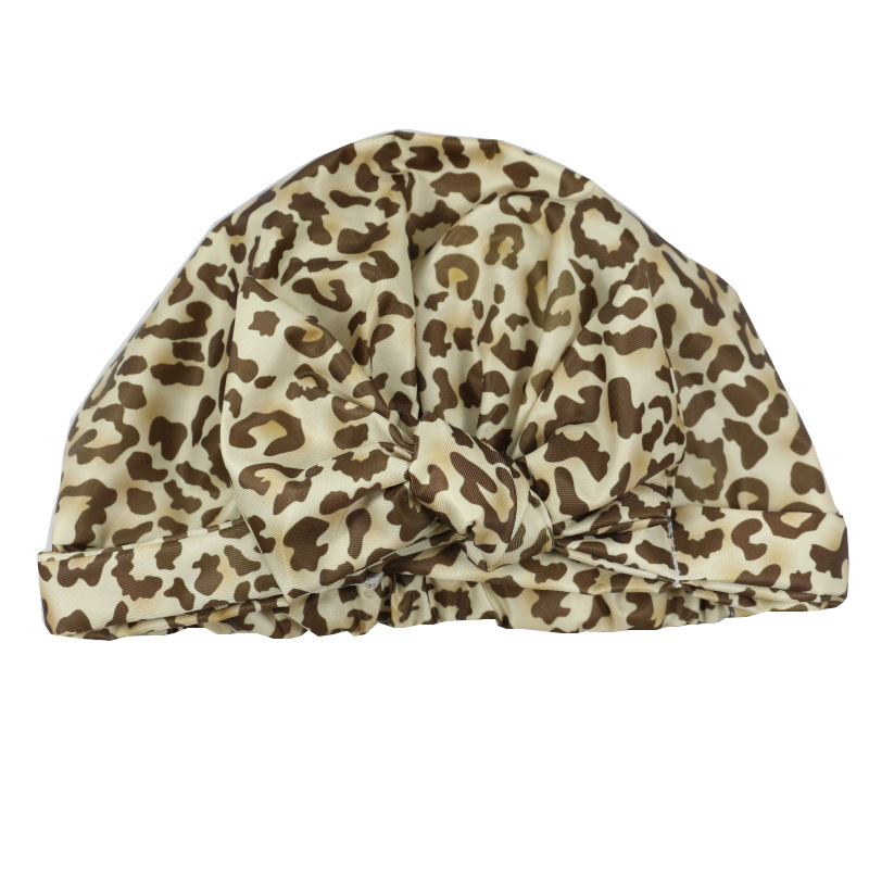 Shower Cap Waterproof Amazon Elastic Bow Black and White Stripes Shower Cap Female Yiwu Manufacturers Customizable Pattern