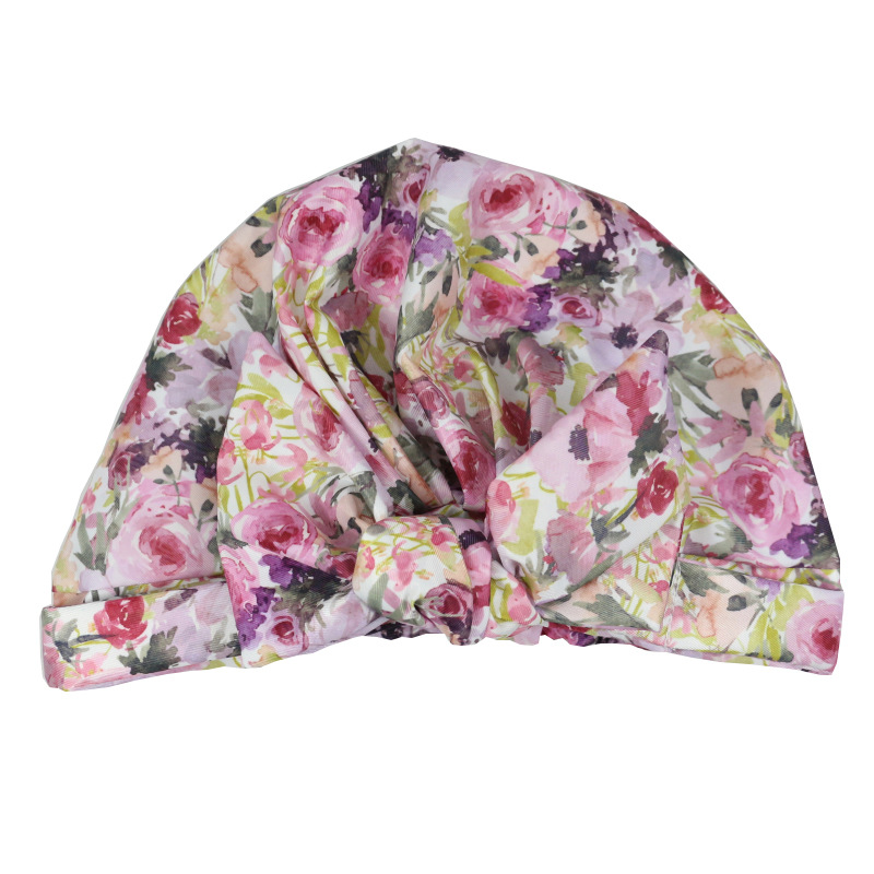 Shower Cap Waterproof Amazon Elastic Bow Black and White Stripes Shower Cap Female Yiwu Manufacturers Customizable Pattern