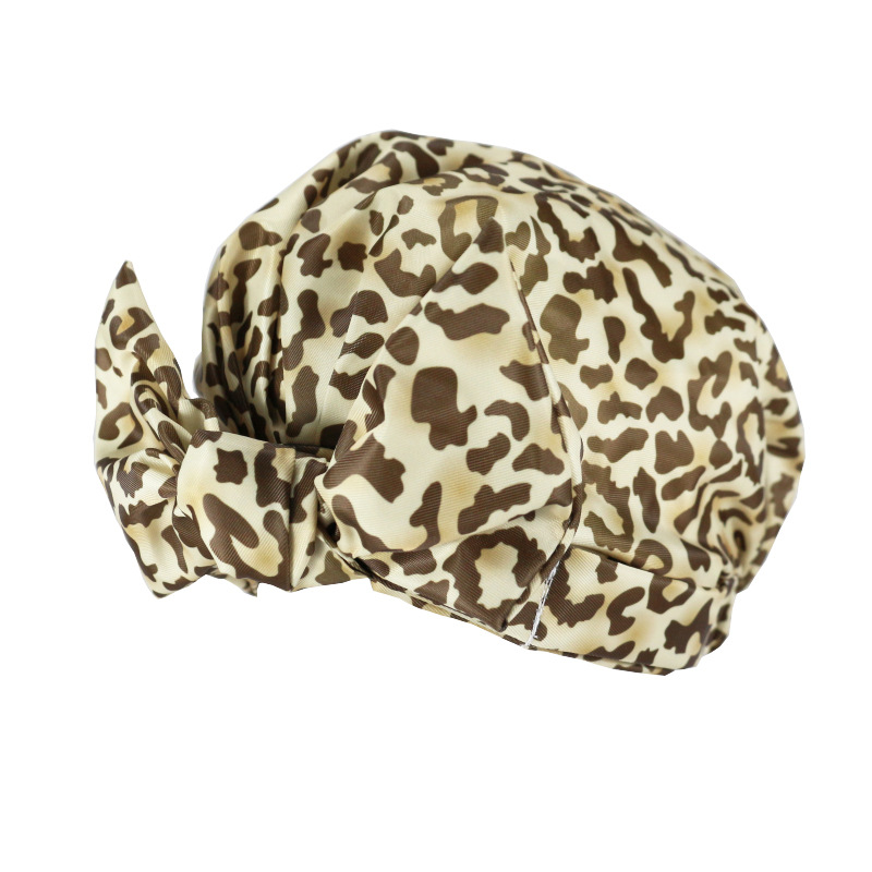 Shower Cap Waterproof Amazon Elastic Bow Black and White Stripes Shower Cap Female Yiwu Manufacturers Customizable Pattern