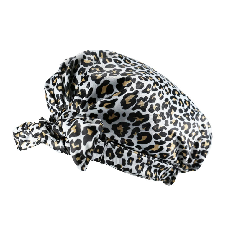 Shower Cap Waterproof Amazon Elastic Bow Black and White Stripes Shower Cap Female Yiwu Manufacturers Customizable Pattern