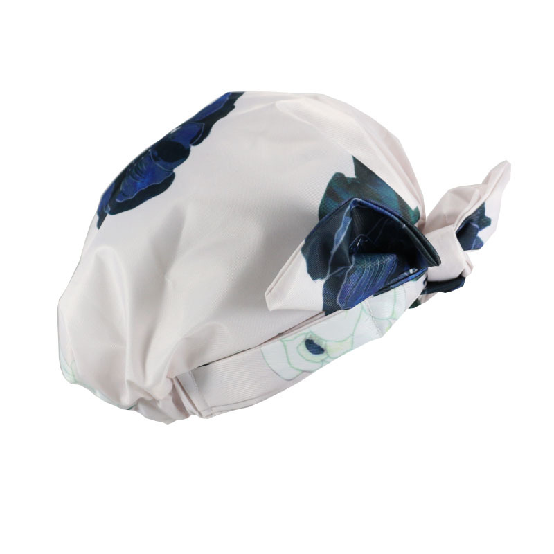 Shower Cap Waterproof Amazon Elastic Bow Black and White Stripes Shower Cap Female Yiwu Manufacturers Customizable Pattern