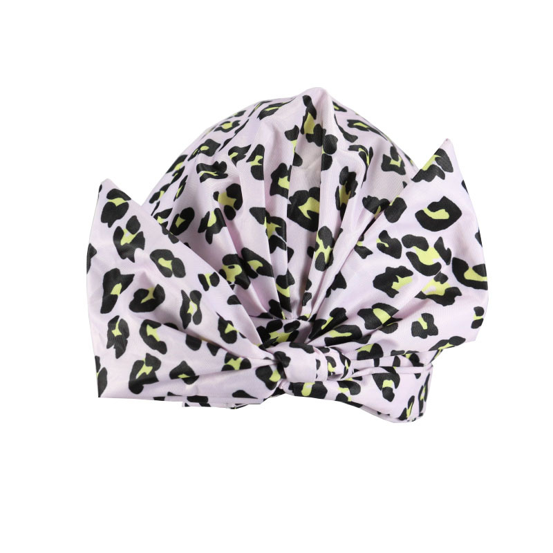 Shower Cap Waterproof Amazon Elastic Bow Black and White Stripes Shower Cap Female Yiwu Manufacturers Customizable Pattern