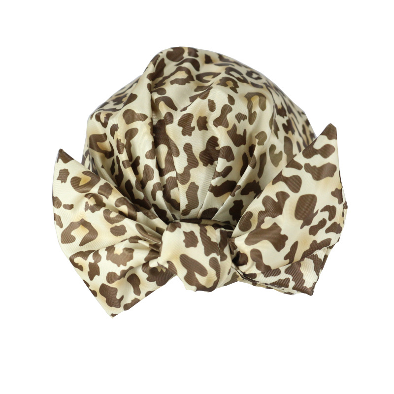 Shower Cap Waterproof Amazon Elastic Bow Black and White Stripes Shower Cap Female Yiwu Manufacturers Customizable Pattern