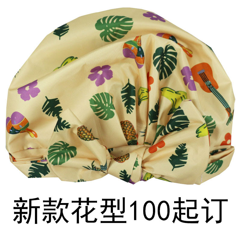 Shower Cap Waterproof Amazon Elastic Bow Black and White Stripes Shower Cap Female Yiwu Manufacturers Customizable Pattern