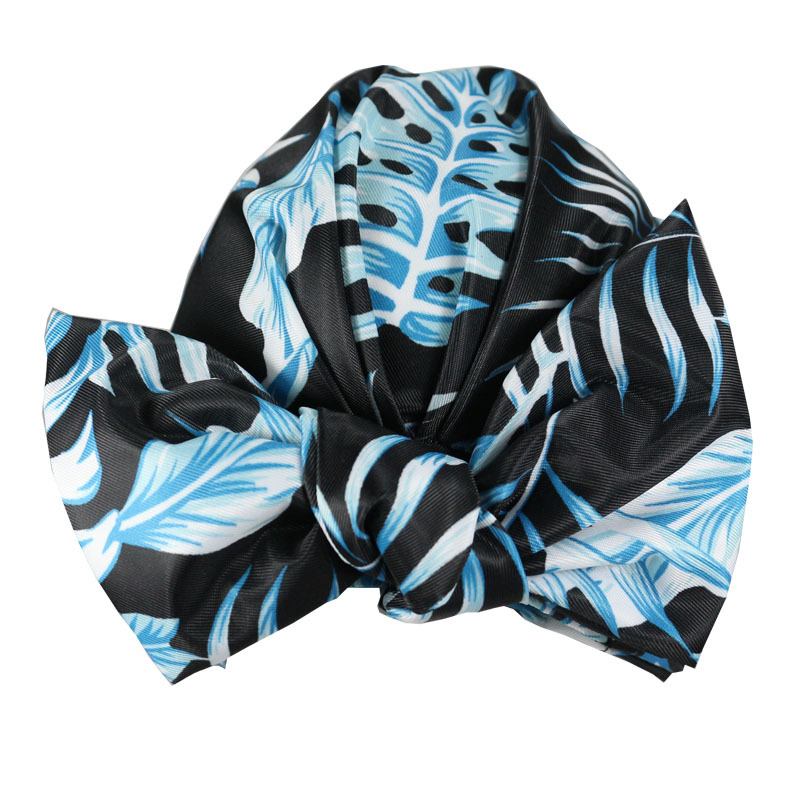 Shower Cap Waterproof Amazon Elastic Bow Black and White Stripes Shower Cap Female Yiwu Manufacturers Customizable Pattern