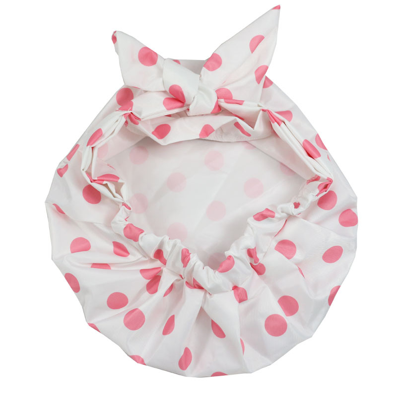 Shower Cap Waterproof Amazon Elastic Bow Black and White Stripes Shower Cap Female Yiwu Manufacturers Customizable Pattern