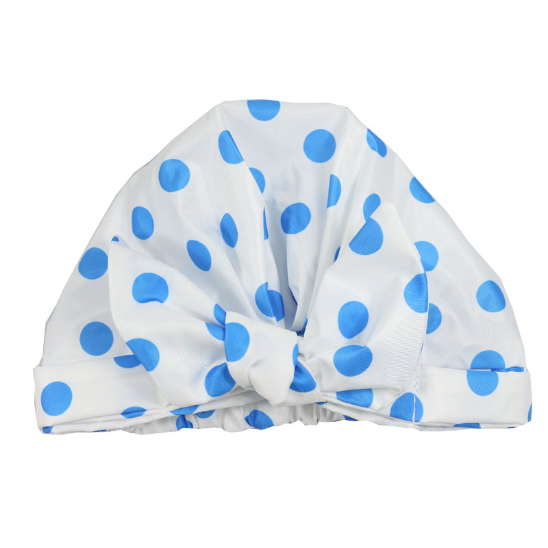 Shower Cap Waterproof Amazon Elastic Bow Black and White Stripes Shower Cap Female Yiwu Manufacturers Customizable Pattern