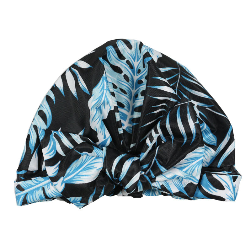 Shower Cap Waterproof Amazon Elastic Bow Black and White Stripes Shower Cap Female Yiwu Manufacturers Customizable Pattern