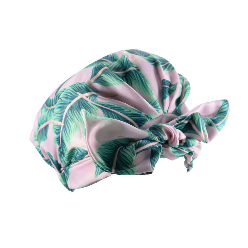 Shower Cap Waterproof Amazon Elastic Bow Black and White Stripes Shower Cap Female Yiwu Manufacturers Customizable Pattern