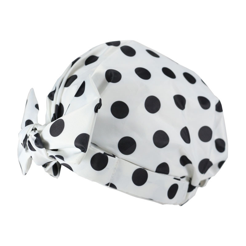 Shower Cap Waterproof Amazon Elastic Bow Black and White Stripes Shower Cap Female Yiwu Manufacturers Customizable Pattern