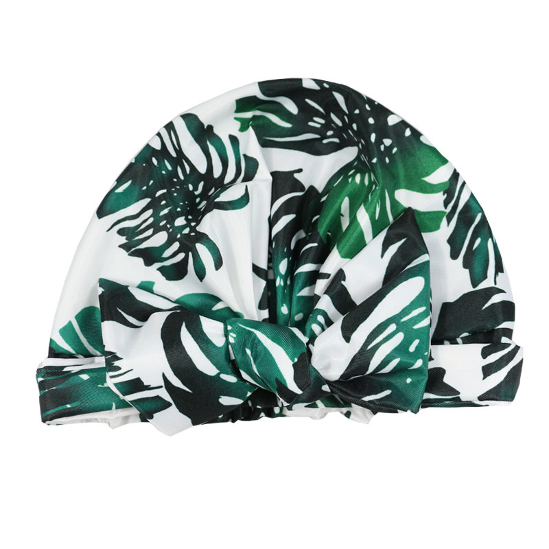 Shower Cap Waterproof Amazon Elastic Bow Black and White Stripes Shower Cap Female Yiwu Manufacturers Customizable Pattern