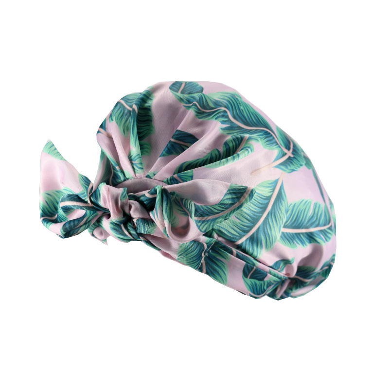Shower Cap Waterproof Amazon Elastic Bow Black and White Stripes Shower Cap Female Yiwu Manufacturers Customizable Pattern