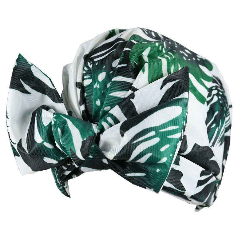 Shower Cap Waterproof Amazon Elastic Bow Black and White Stripes Shower Cap Female Yiwu Manufacturers Customizable Pattern