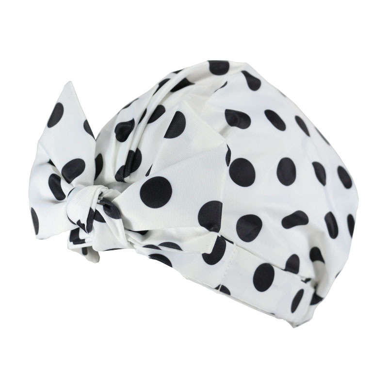 Shower Cap Waterproof Amazon Elastic Bow Black and White Stripes Shower Cap Female Yiwu Manufacturers Customizable Pattern