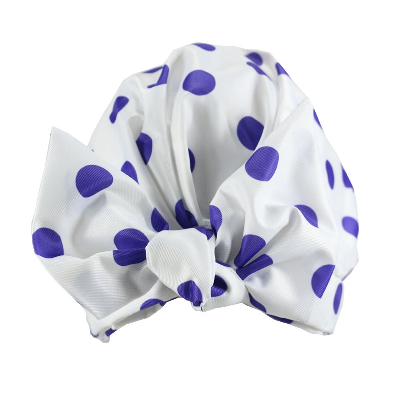 Shower Cap Waterproof Amazon Elastic Bow Black and White Stripes Shower Cap Female Yiwu Manufacturers Customizable Pattern
