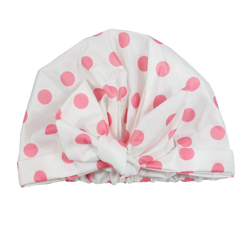Shower Cap Waterproof Amazon Elastic Bow Black and White Stripes Shower Cap Female Yiwu Manufacturers Customizable Pattern