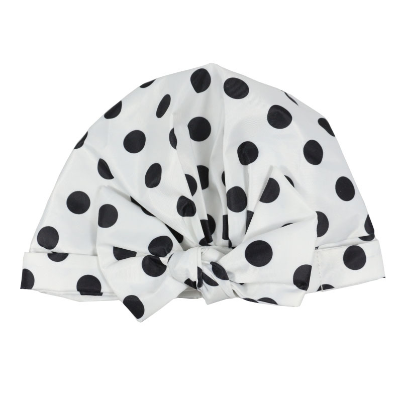 Shower Cap Waterproof Amazon Elastic Bow Black and White Stripes Shower Cap Female Yiwu Manufacturers Customizable Pattern