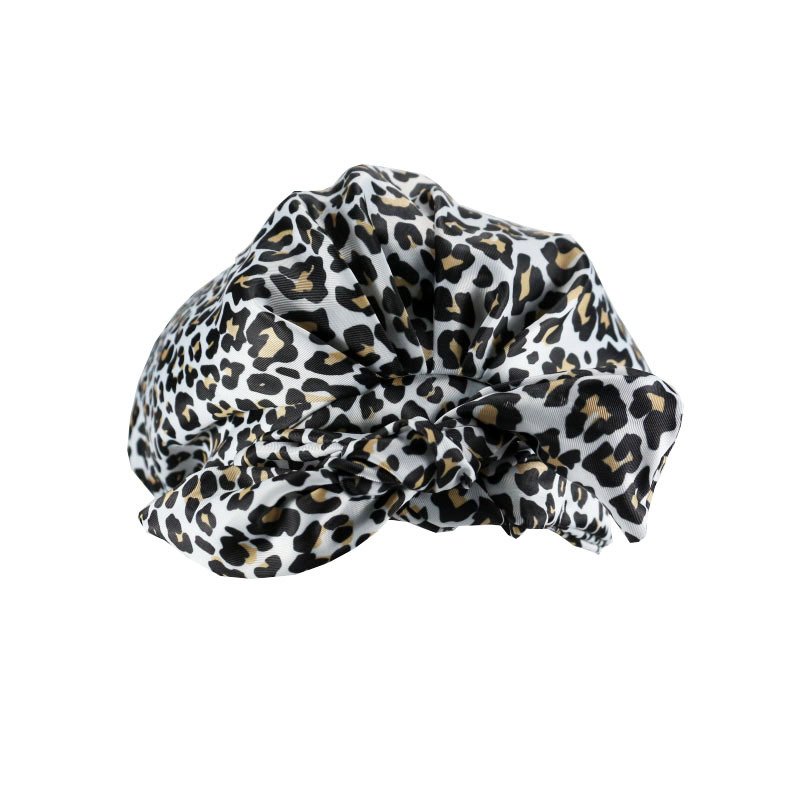 Shower Cap Waterproof Amazon Elastic Bow Black and White Stripes Shower Cap Female Yiwu Manufacturers Customizable Pattern