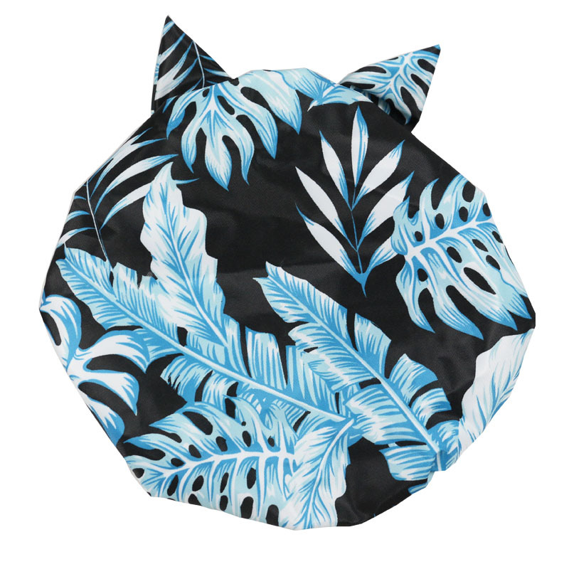 Shower Cap Waterproof Amazon Elastic Bow Black and White Stripes Shower Cap Female Yiwu Manufacturers Customizable Pattern