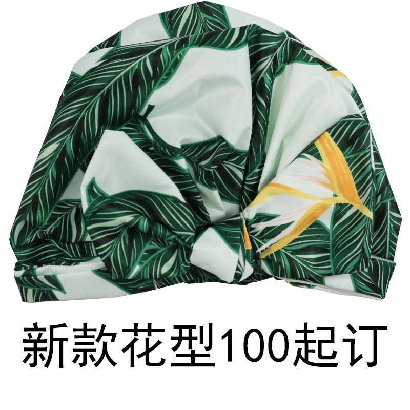 Shower Cap Waterproof Amazon Elastic Bow Black and White Stripes Shower Cap Female Yiwu Manufacturers Customizable Pattern