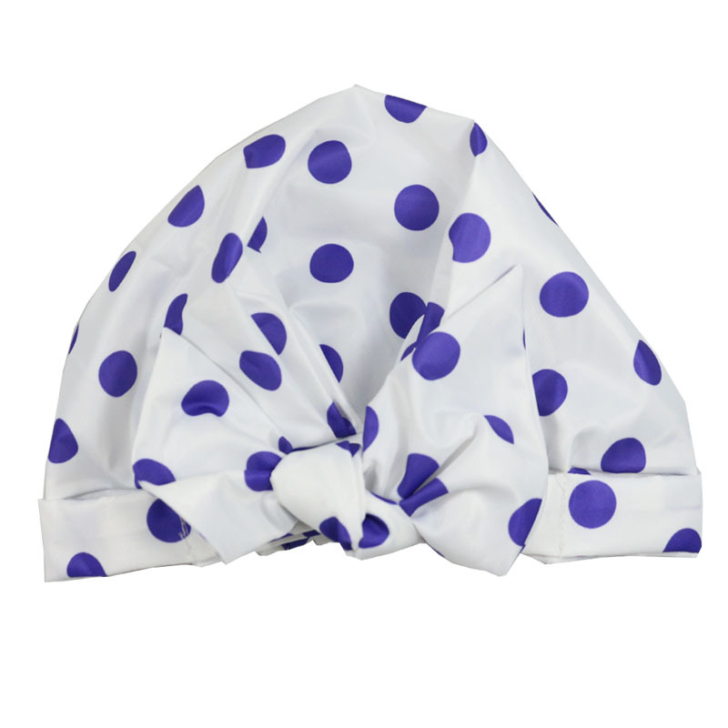Shower Cap Waterproof Amazon Elastic Bow Black and White Stripes Shower Cap Female Yiwu Manufacturers Customizable Pattern