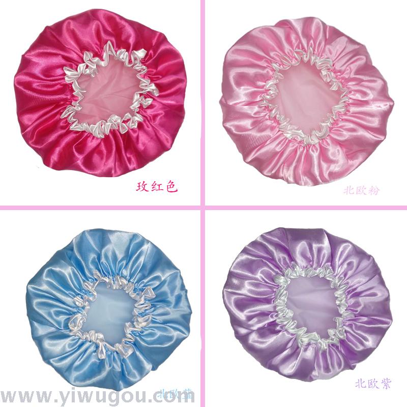 Adult children&#039;s bath universal two-layer waterproof shower cap thickened pure colored peva inner layer shower cap