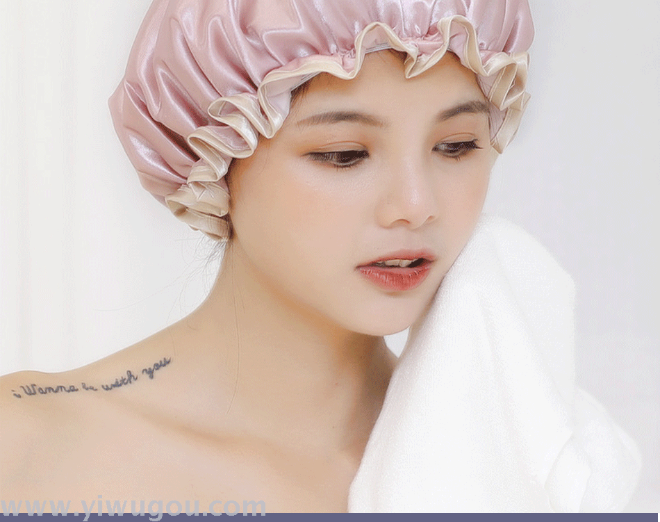 Adult children's bath universal two-layer waterproof shower cap thickened pure colored peva inner layer shower cap