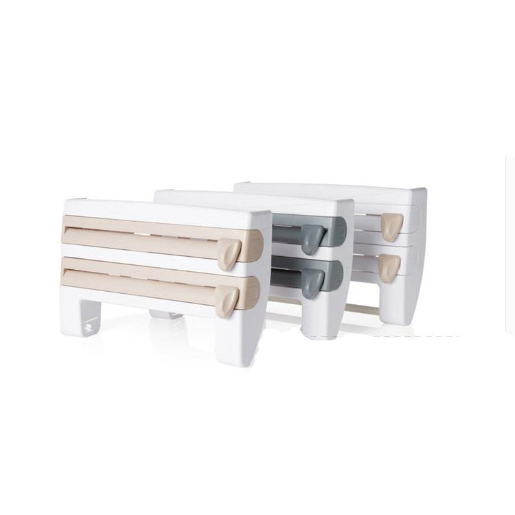 Refrigerator-Mounted Rack Barbecue Plastic Wrap Rack Kitchen Storage Rack with Cutter Plastic Wrap Storage Rack Wall Hanging Tissue Holder